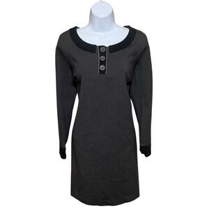 Boden Contrast Collar Ottoman Sheath Dress Short Sleeve Knee Length 12 Gray Mod